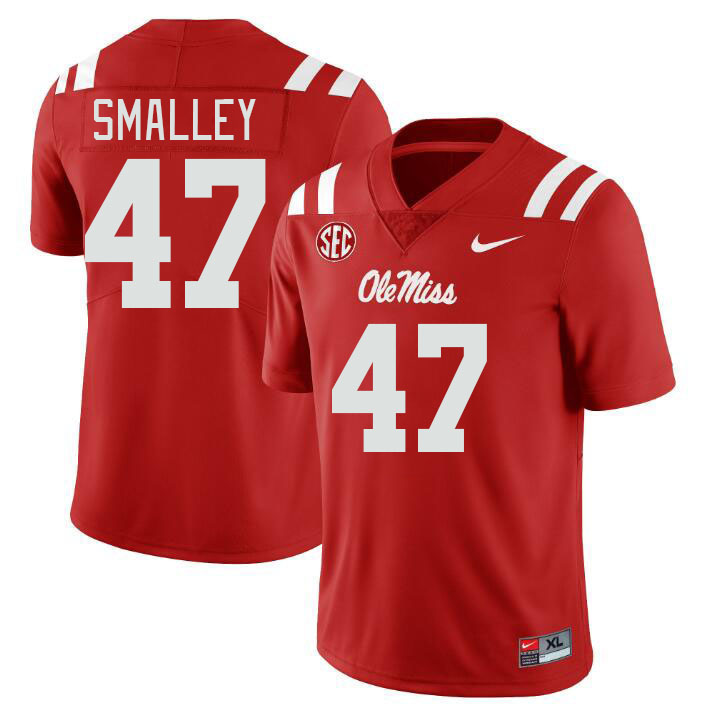 Men #47 Wyatt Smalley Ole Miss Rebels College Football Jerseyes Stitched Sale-Red - Click Image to Close
